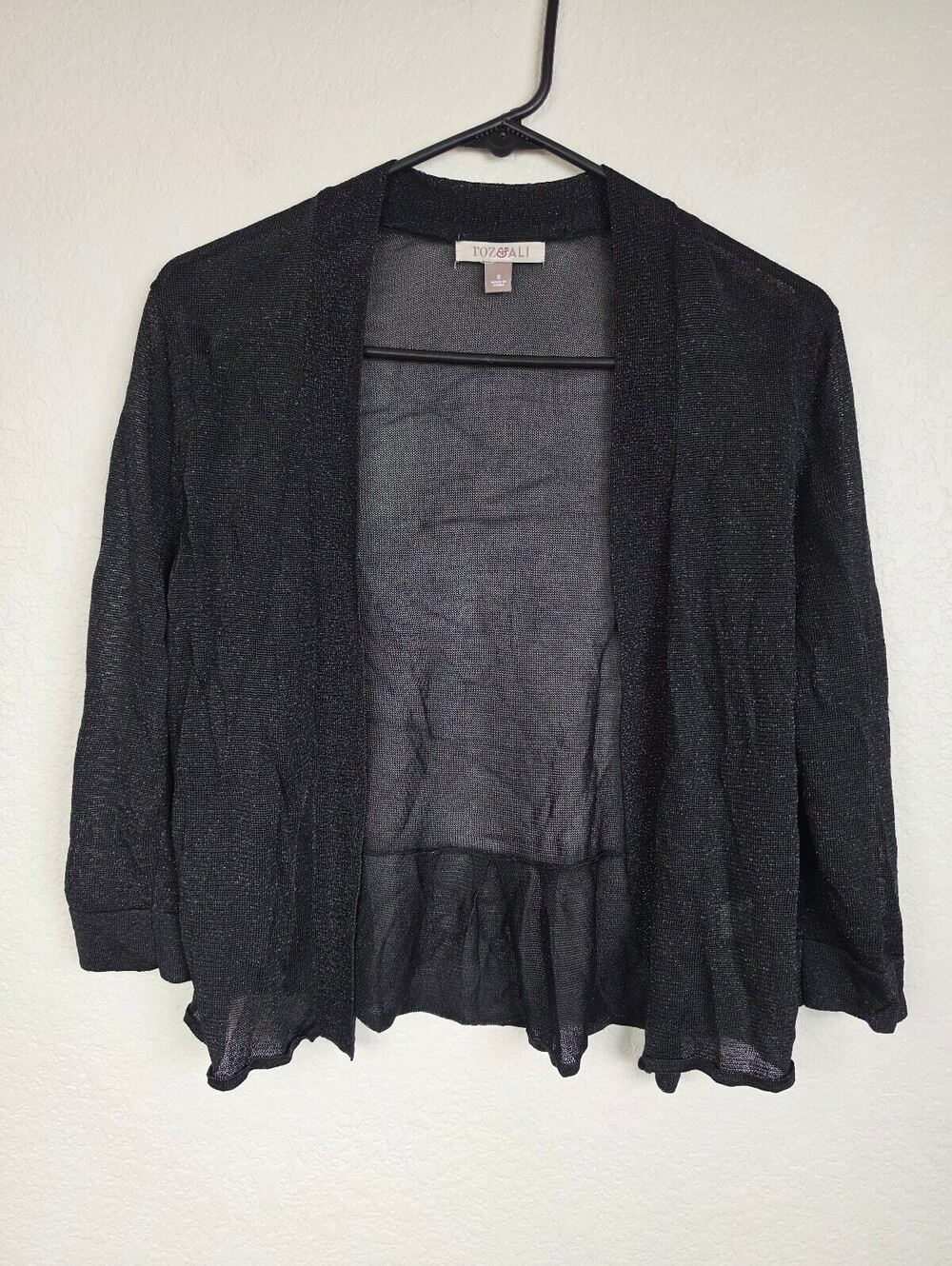 Roz & Ali Sparkling Black Small Cropped Cardigan